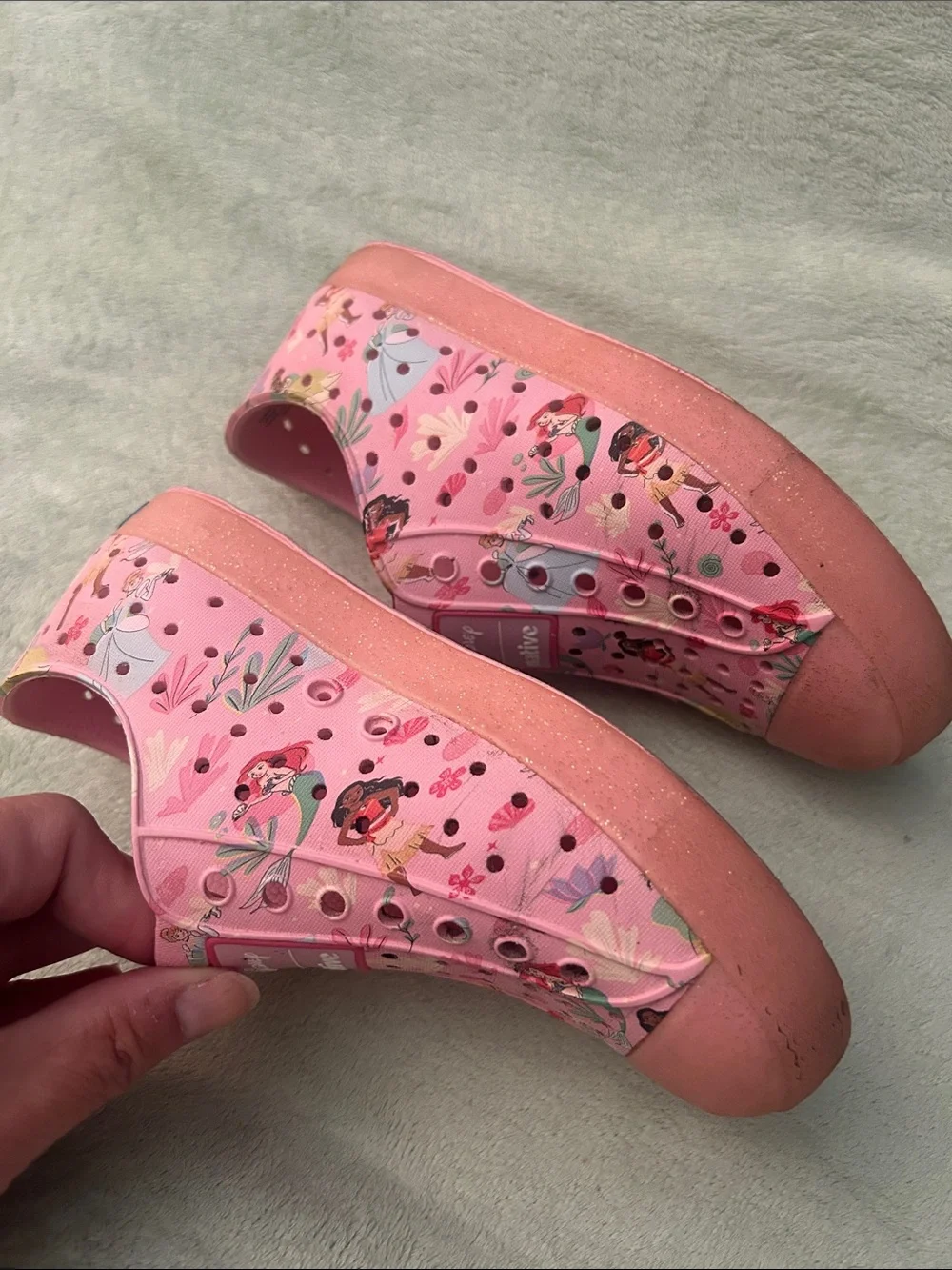 Disney Pink Native Kids' Water Shoes with Princess Print